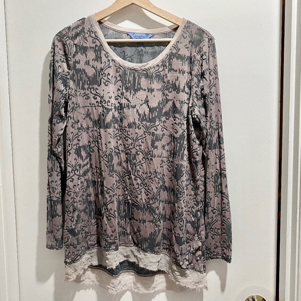 Simply Vera Wang Burnout Velvet Longline Whimsigoth Boho Fairy Goth Blouse Top L